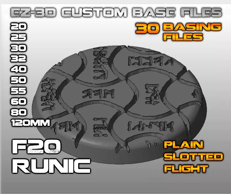 F20 RUNIC 20-120mm Round Bases 3D print model_0