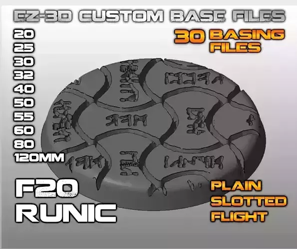 F20 RUNIC 20-120mm Round Bases 3D print model