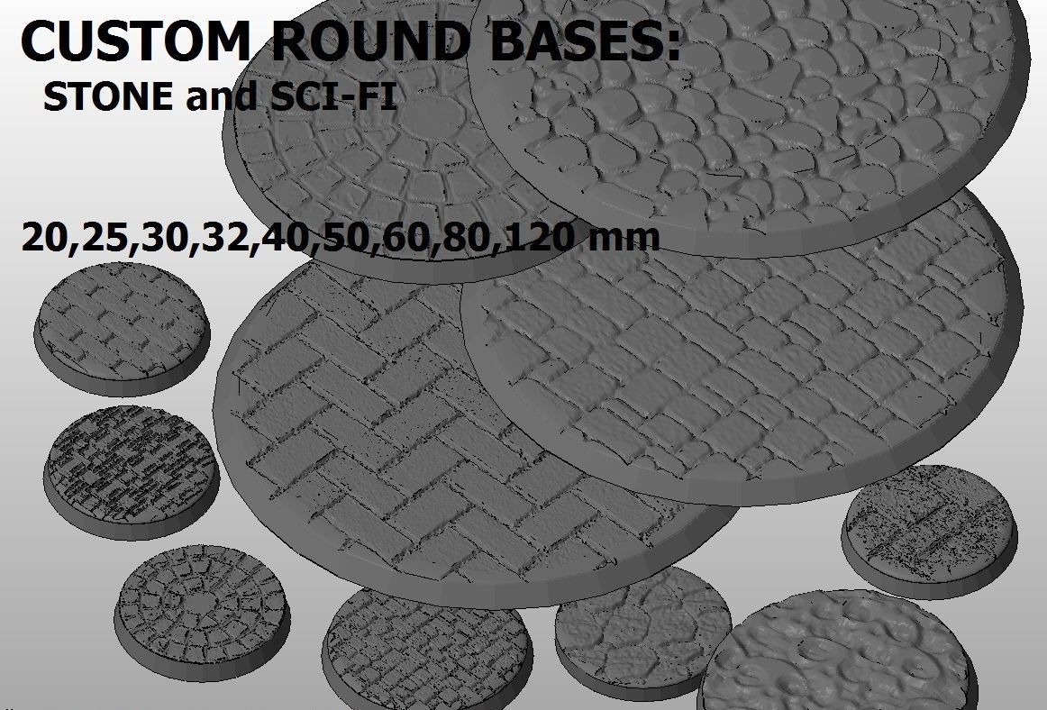 F20 RUNIC 20-120mm Round Bases 3D print model_9