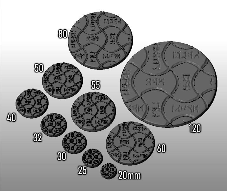 F20 RUNIC 20-120mm Round Bases 3D print model_1