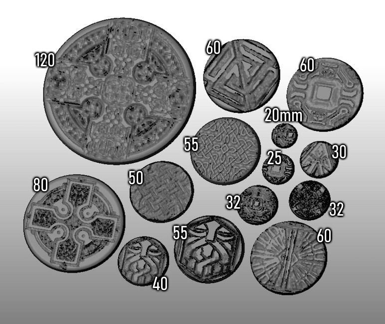 F22 DWARVEN 20-120mm Round Bases 3D print model_1
