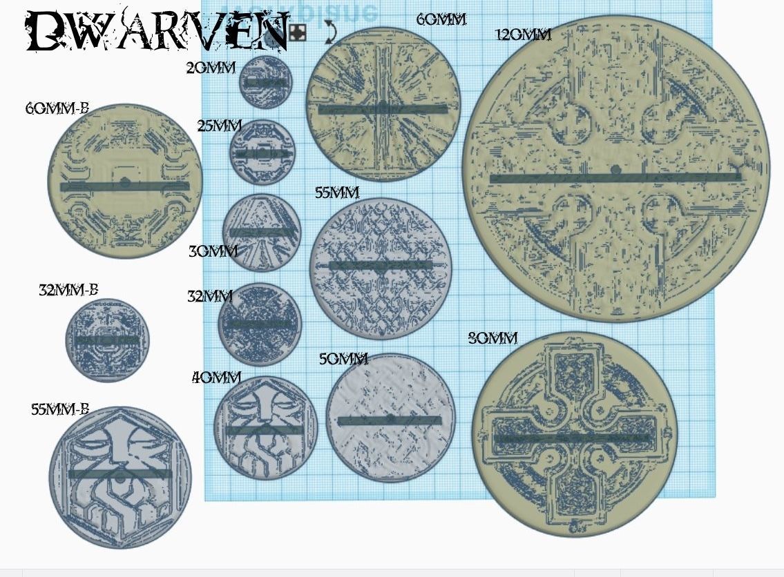 F22 DWARVEN 20-120mm Round Bases 3D print model_3