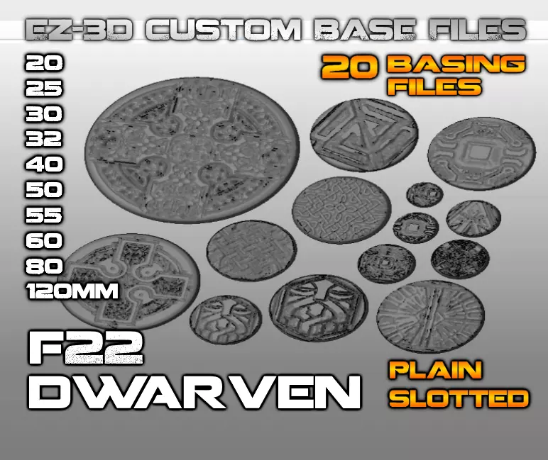 F22 DWARVEN 20-120mm Round Bases 3D print model_0