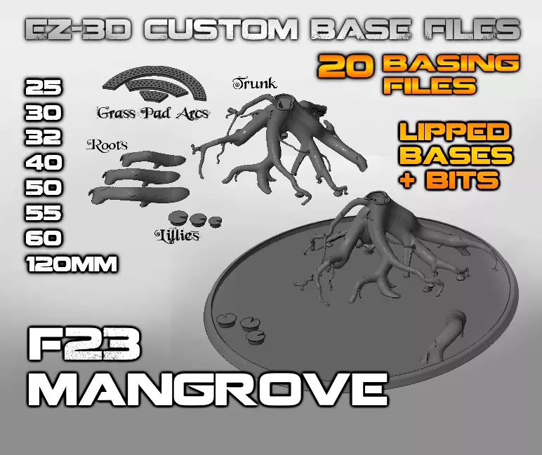 F23 - MANGROVE 20-120mm LIPPED Round Bases 3D print model_0