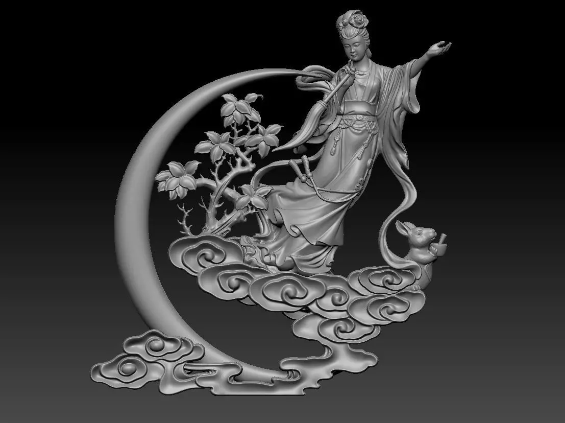 Three-dimensional model of the Chinese myths and fairy chang e 1 3D print model_0