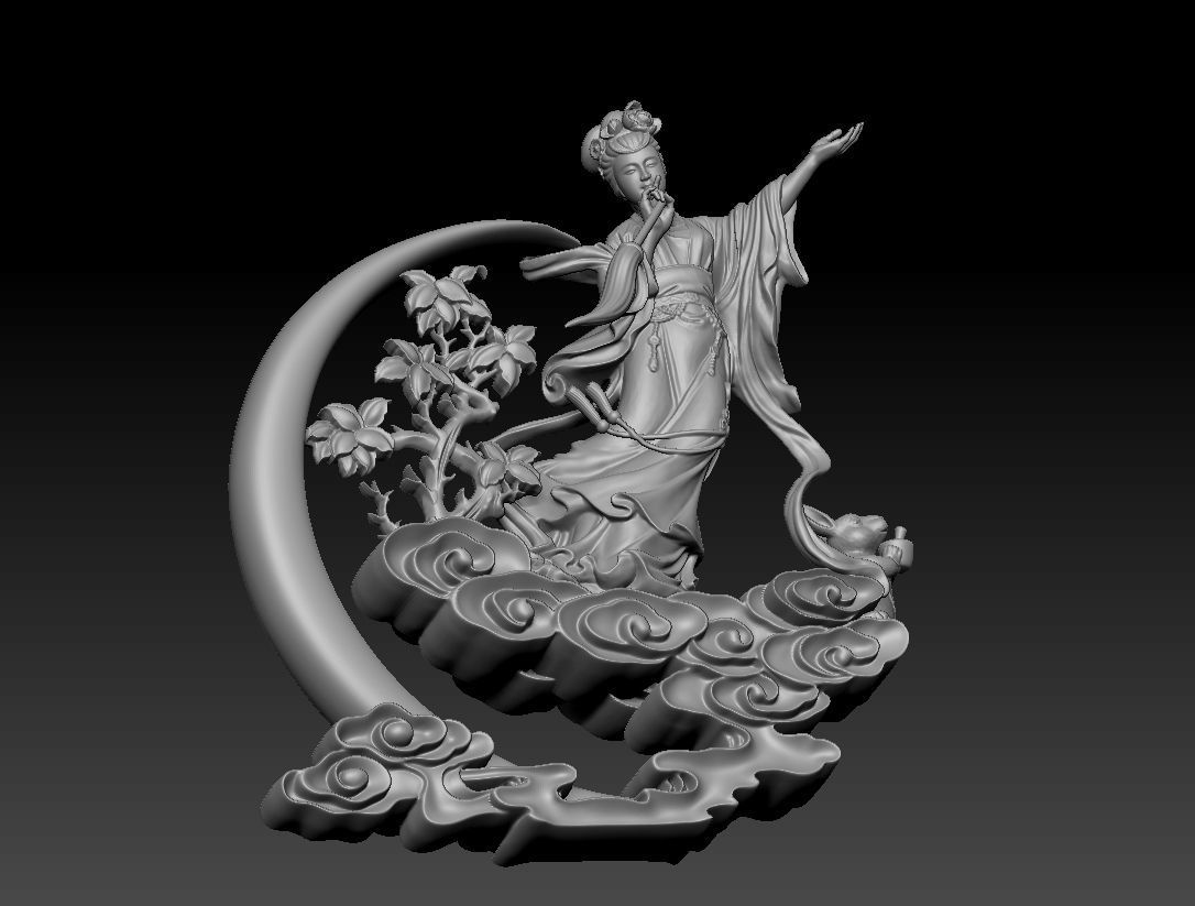 Three-dimensional model of the Chinese myths and fairy chang e 1 3D print model_4