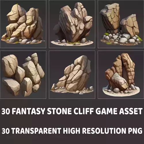 30 Fantasy Stone Cliff Game Asset