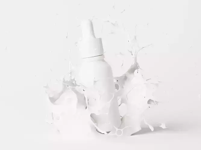 Cosmetic Dropper Bottle with Liquid Splash Low-poly 3D model