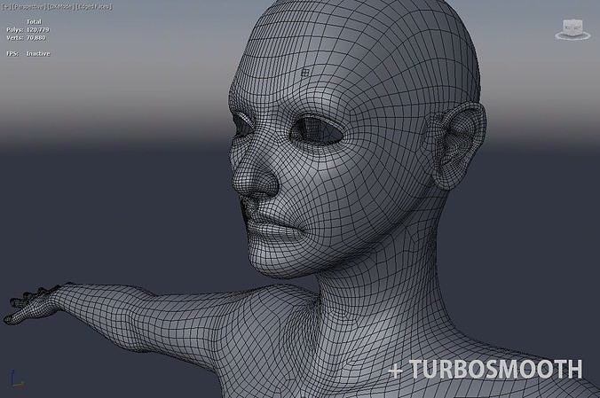 Woman Body Low Poly with Turbosmooth Low-poly 3D model