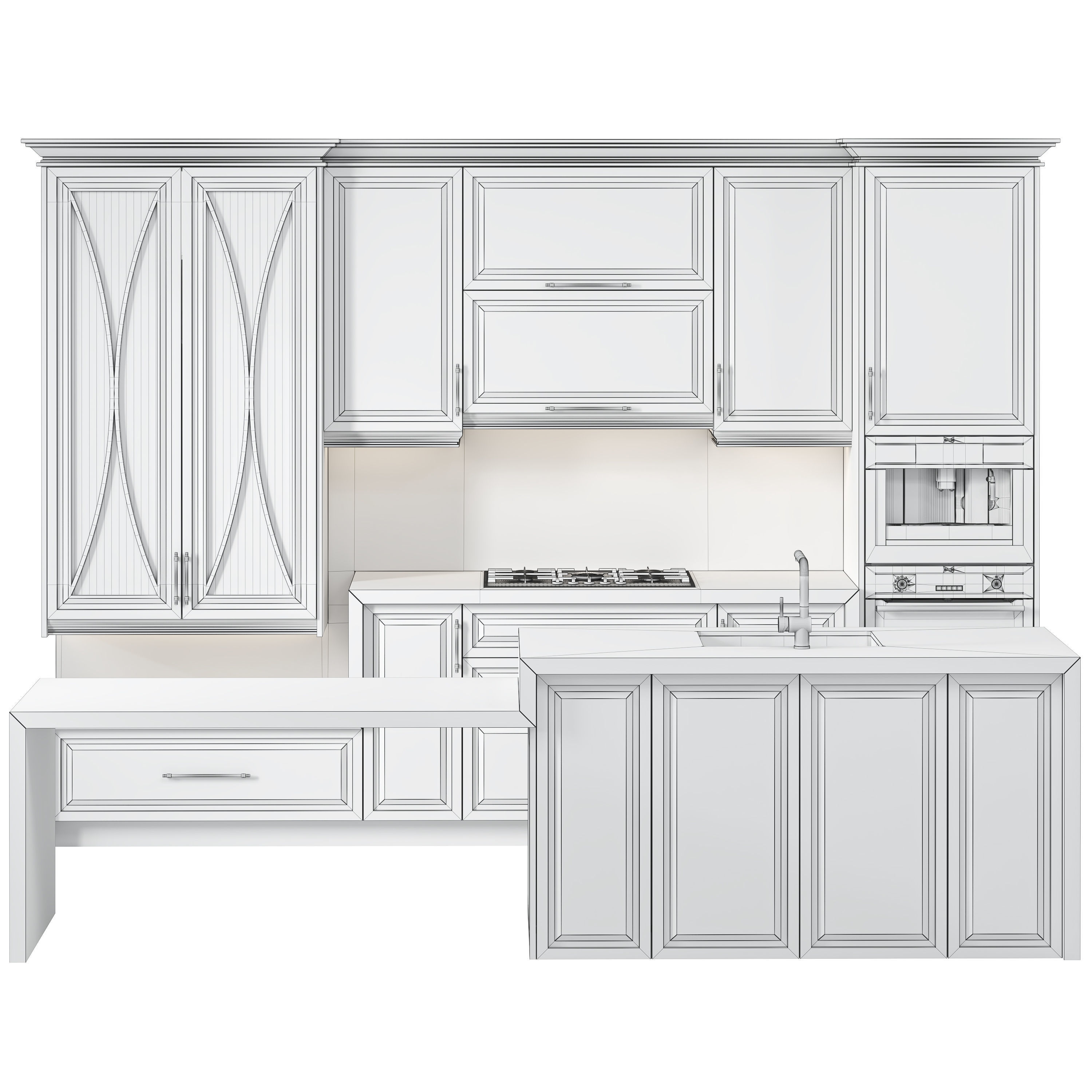 Neoclassical kitchen 3D model_3