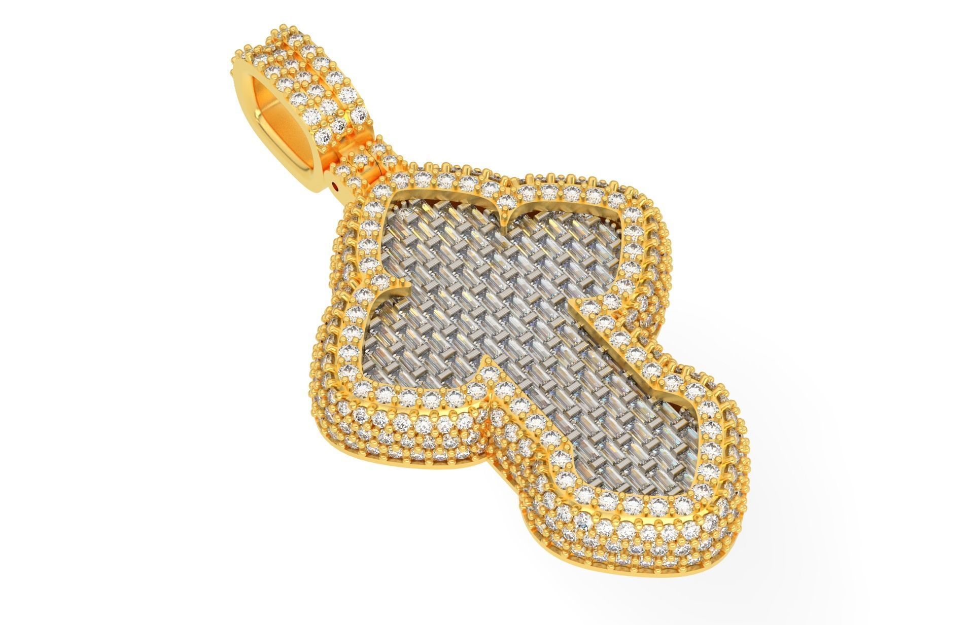 Cross Pendant Baguetes Style 1 3D print model_1