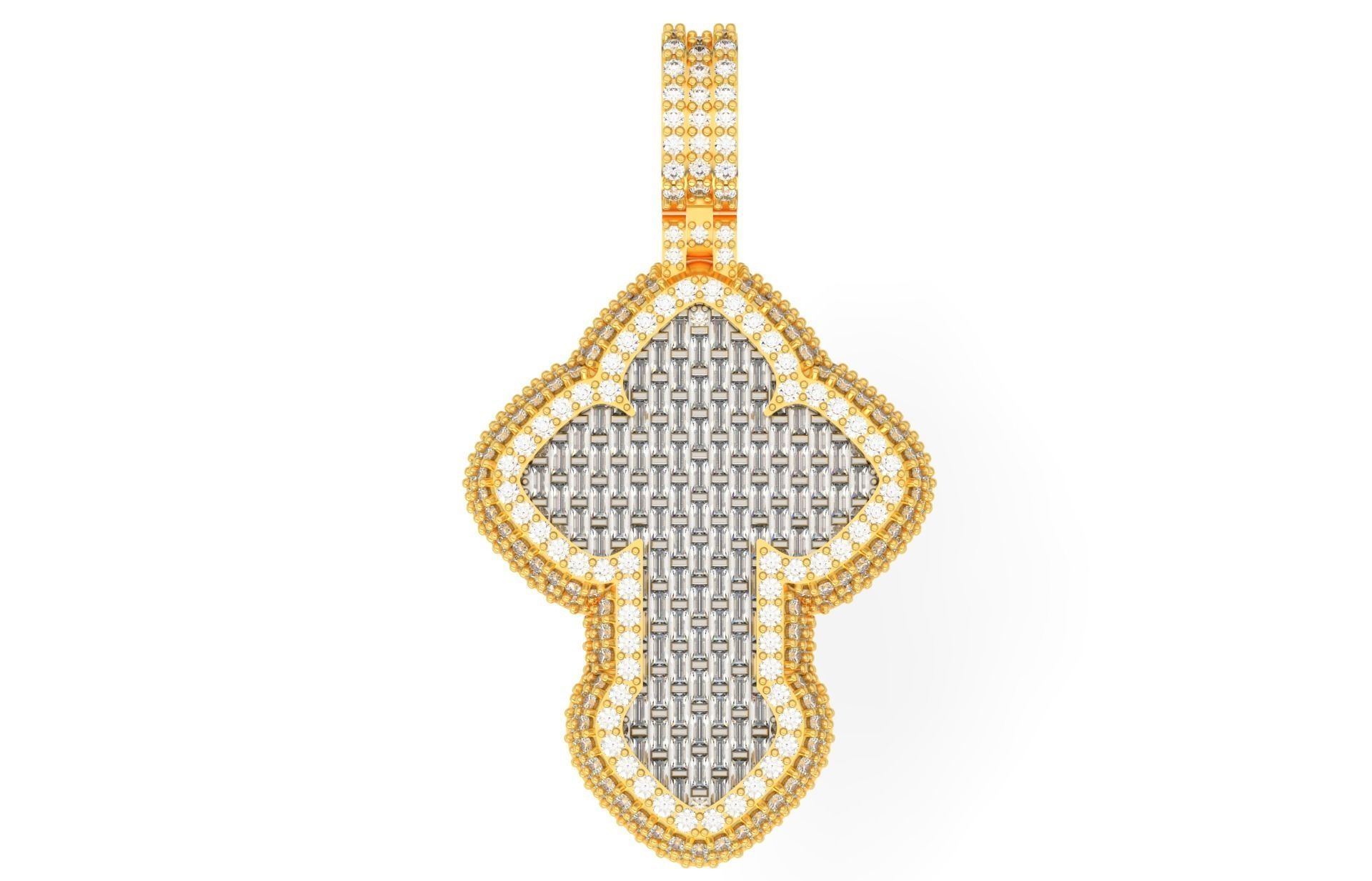 Cross Pendant Baguetes Style 1 3D print model_2