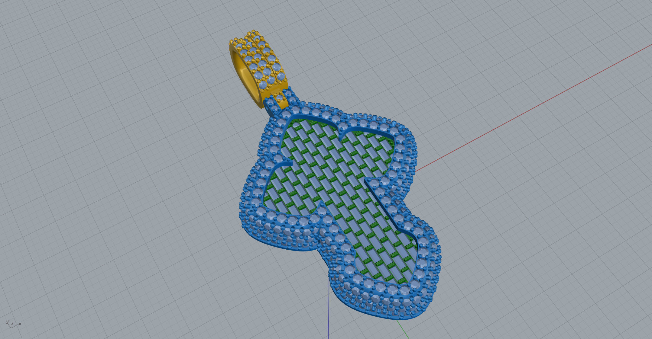 Cross Pendant Baguetes Style 1 3D print model_10
