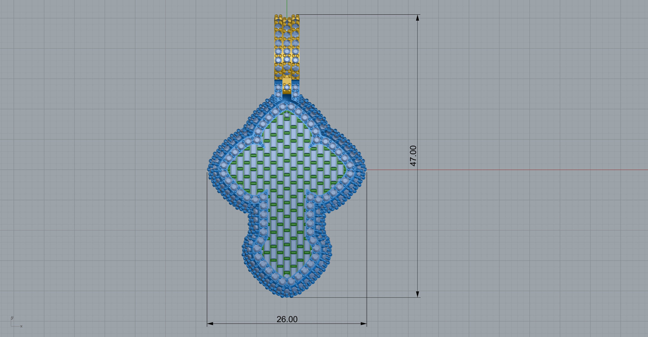 Cross Pendant Baguetes Style 1 3D print model_13