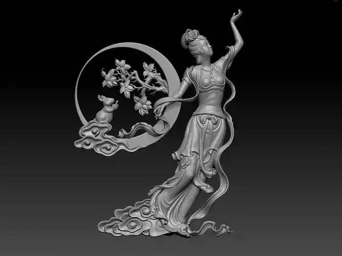 Three-dimensional model of the Chinese myths and fairy chang e 3 3D print model