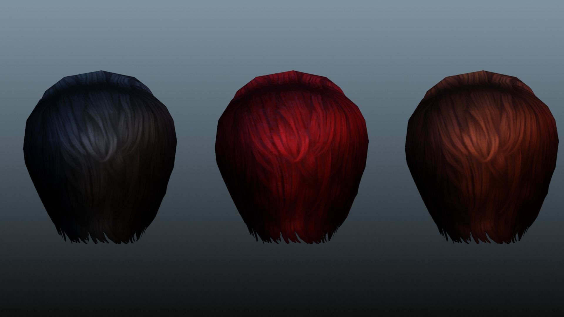 Female hair low poly 3 color model Low-poly 3D model_22