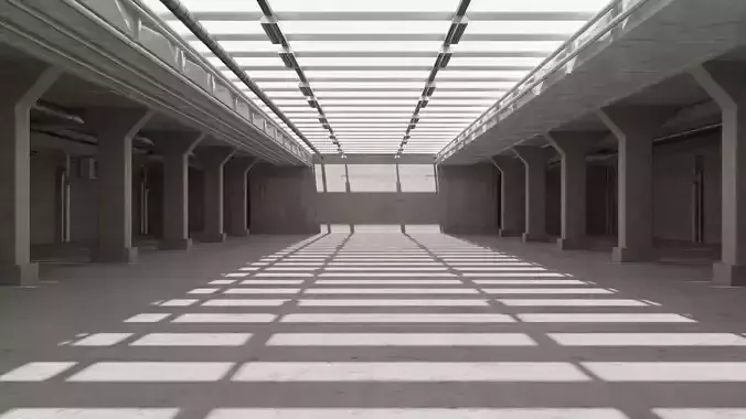 Realistic Old Parking Lot  3D model