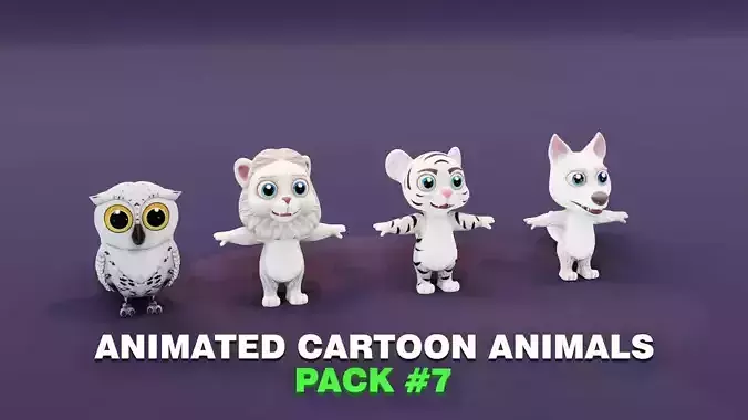 Animated Cartoon Animals 3D Models Collection 07 