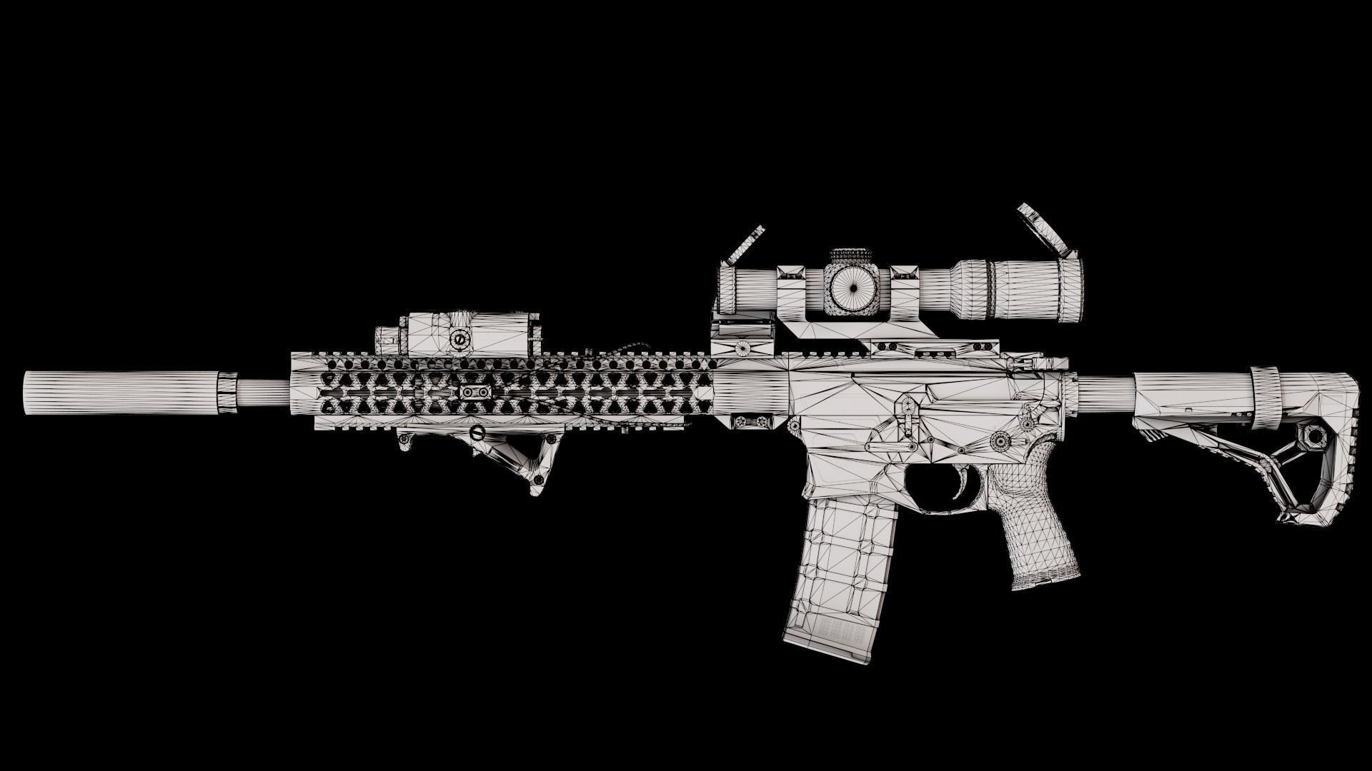 Custom Modular Assault Rifle AR-15  Low-poly 3D model_26