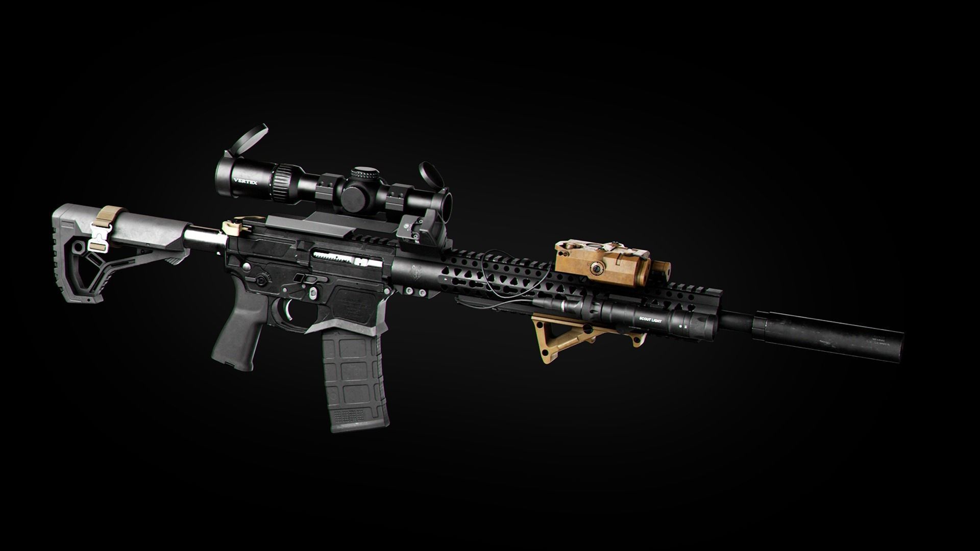 Custom Modular Assault Rifle AR-15  Low-poly 3D model_2