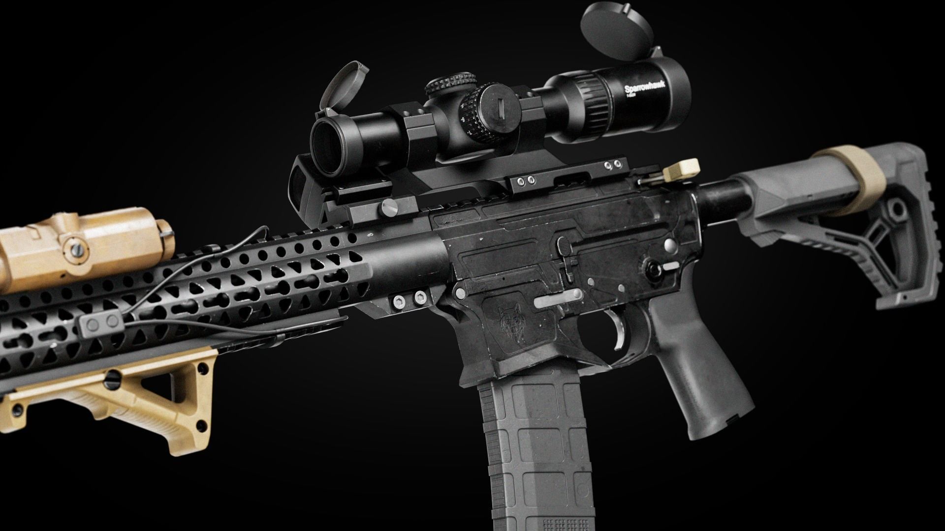 Custom Modular Assault Rifle AR-15  Low-poly 3D model_3
