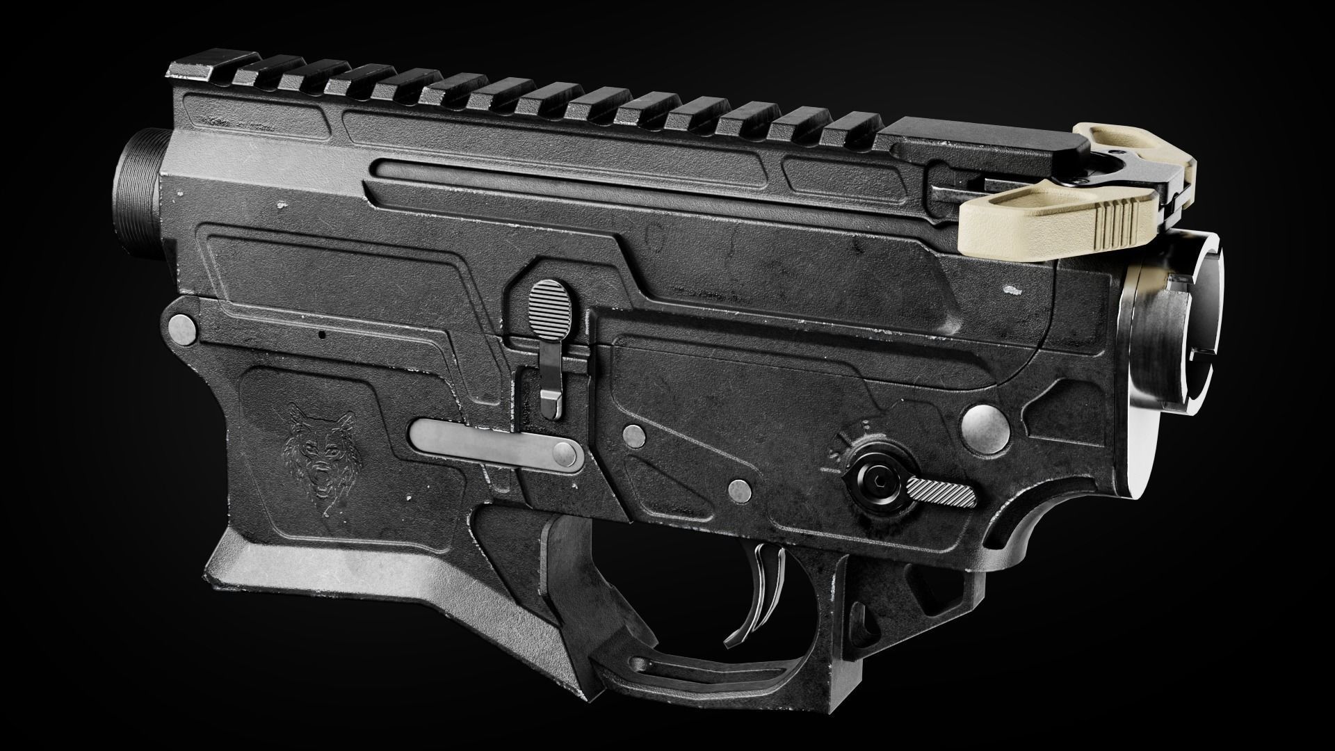 Custom Modular Assault Rifle AR-15  Low-poly 3D model_14