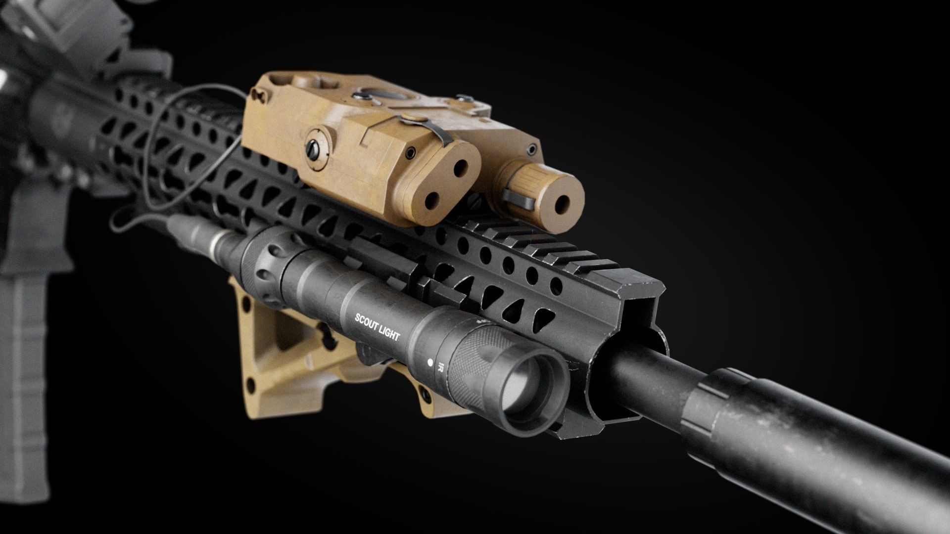 Custom Modular Assault Rifle AR-15  Low-poly 3D model_5