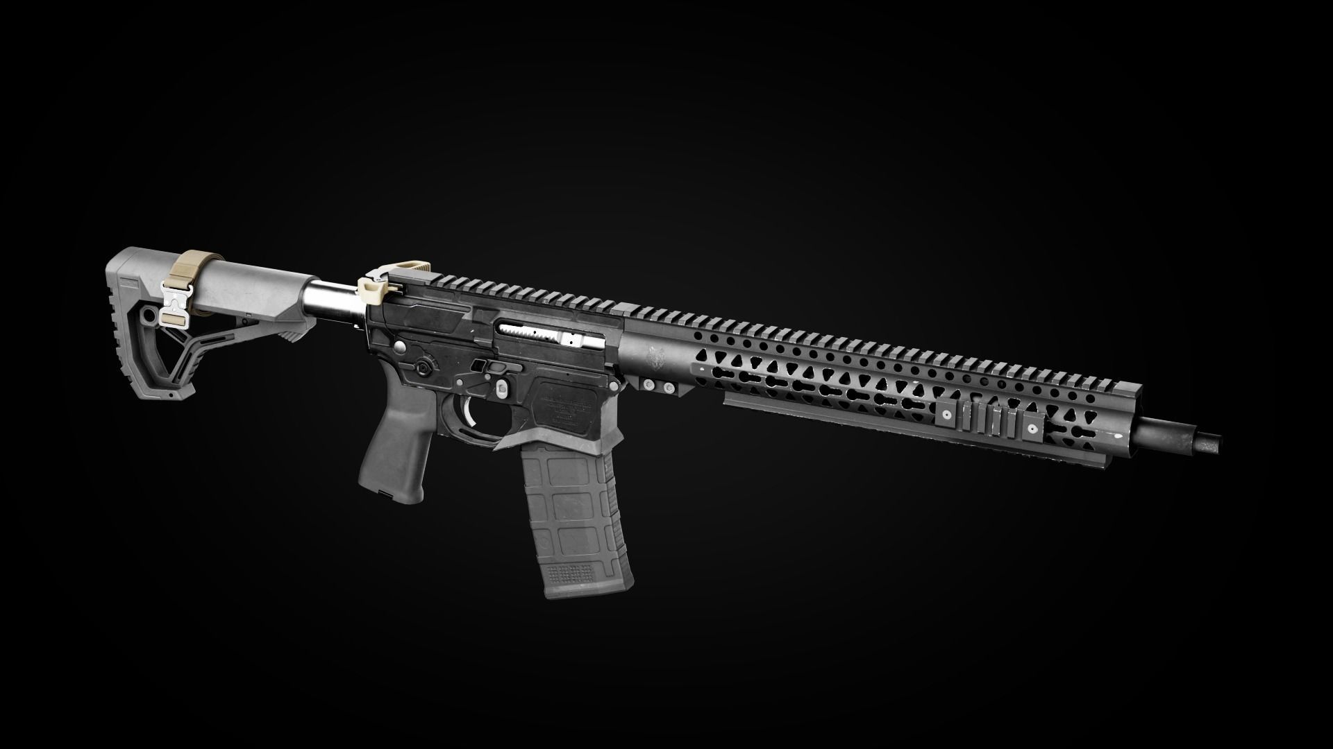 Custom Modular Assault Rifle AR-15  Low-poly 3D model_11
