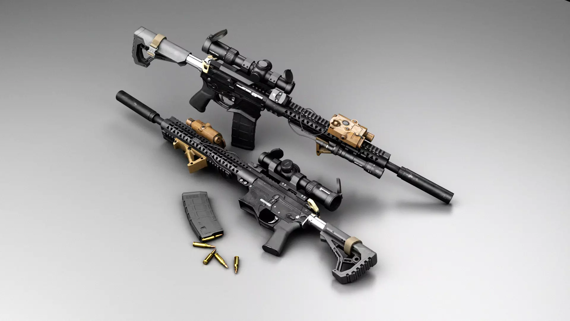 Custom Modular Assault Rifle AR-15  Low-poly 3D model_0
