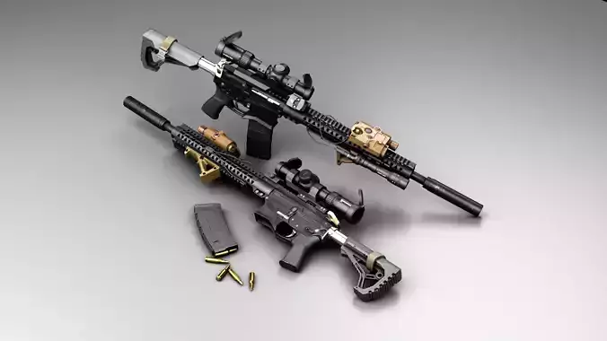 Custom Modular Assault Rifle AR-15  Low-poly 3D model