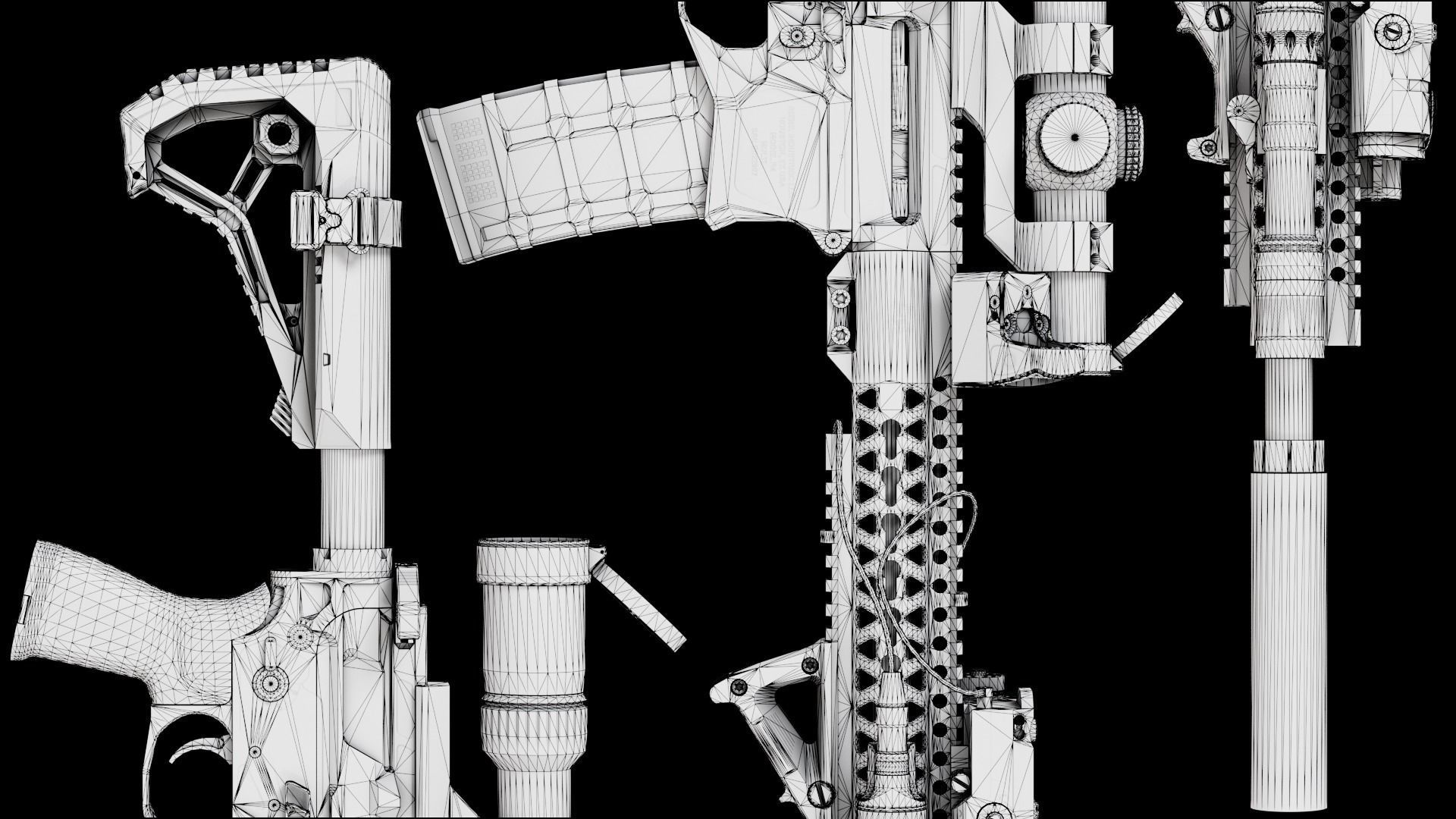 Custom Modular Assault Rifle AR-15  Low-poly 3D model_25
