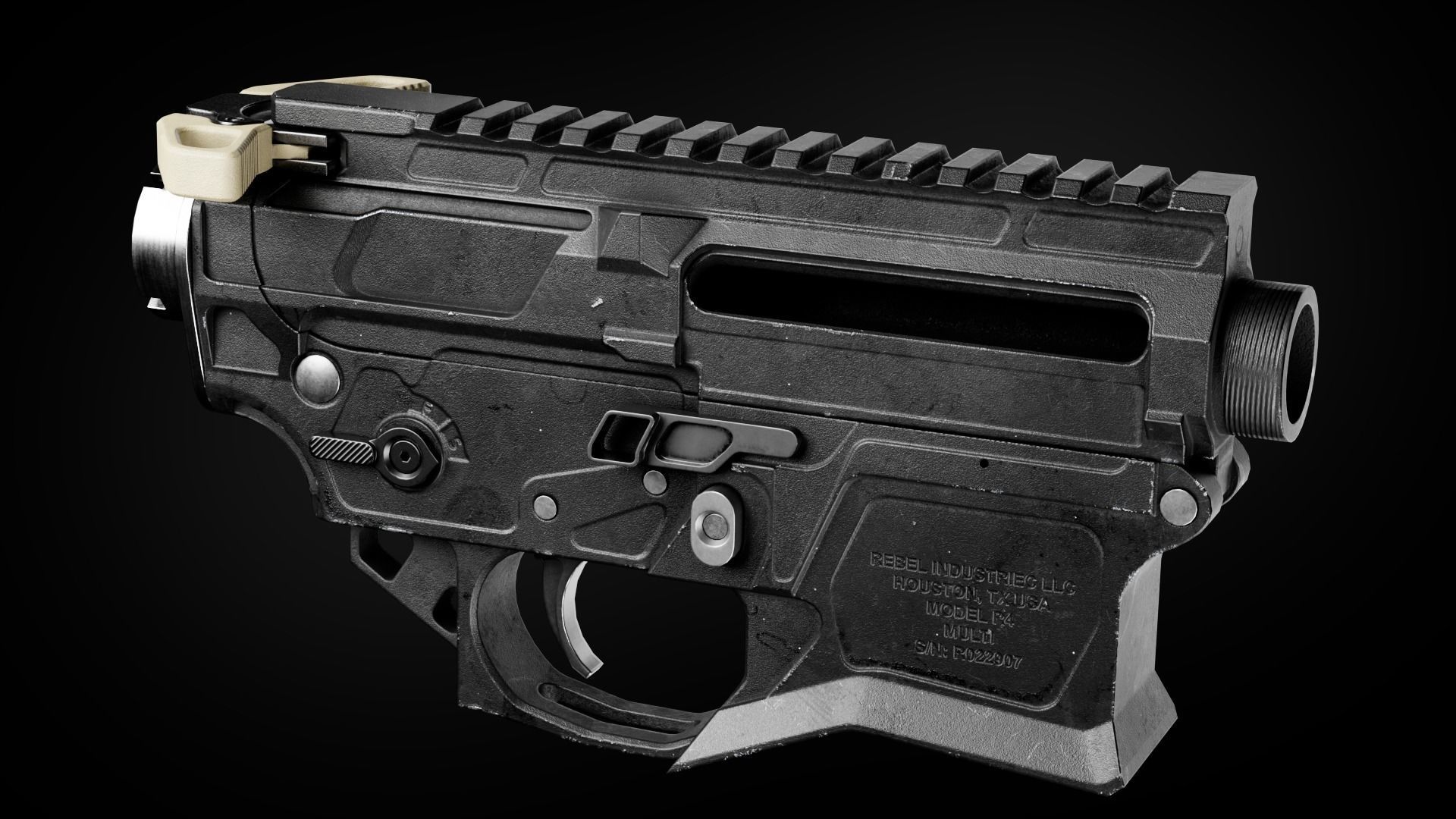 Custom Modular Assault Rifle AR-15  Low-poly 3D model_13