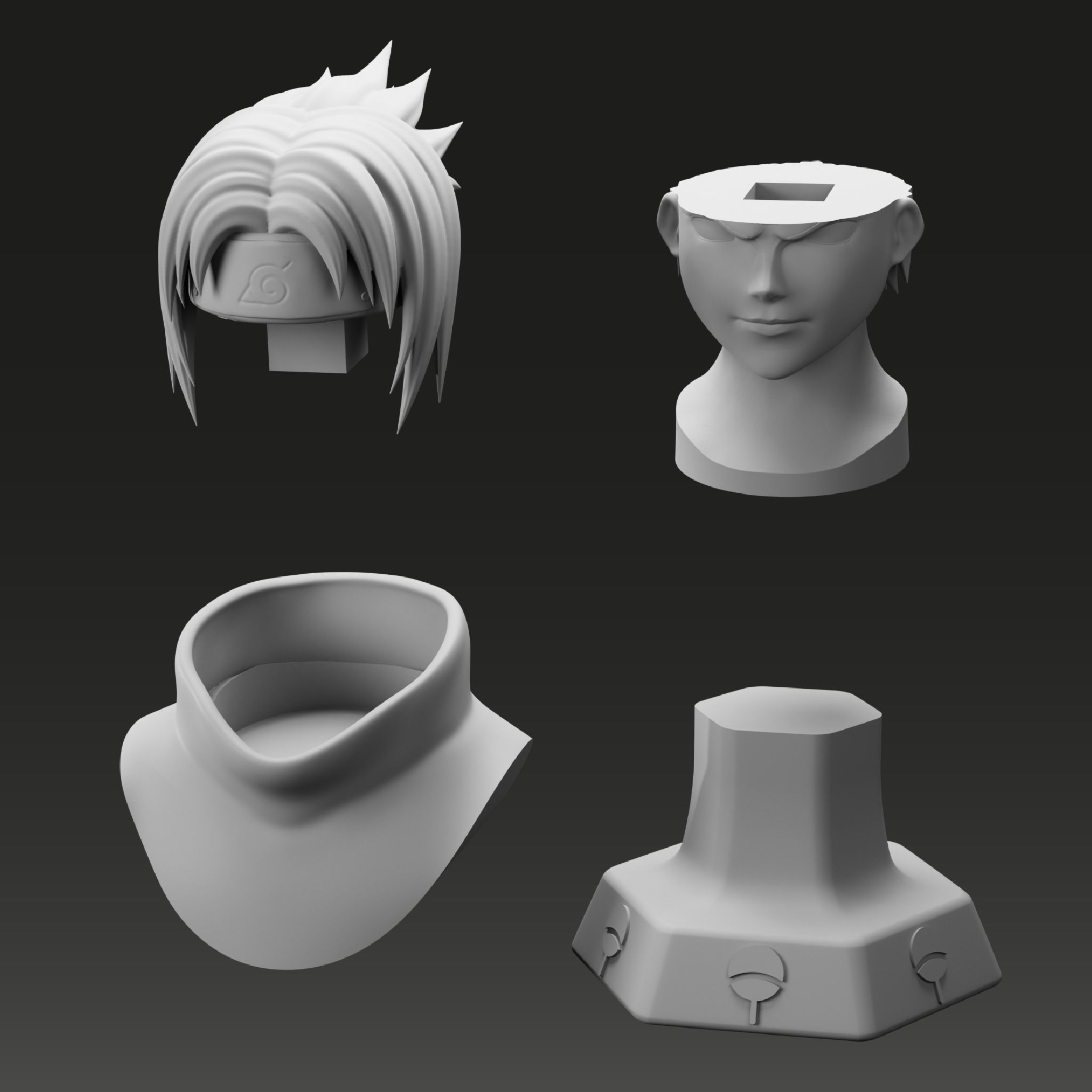 Sasuke Uchiha Bust 3D print model_2