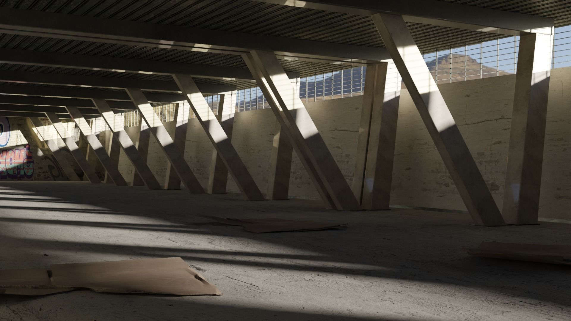 Realistic Under Bridge Scene Blend File and FBX 3D model_1