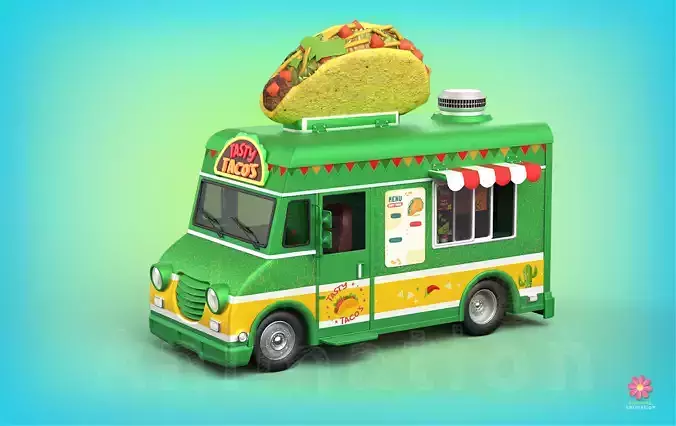 Game Ready Taco Truck with PBR textures