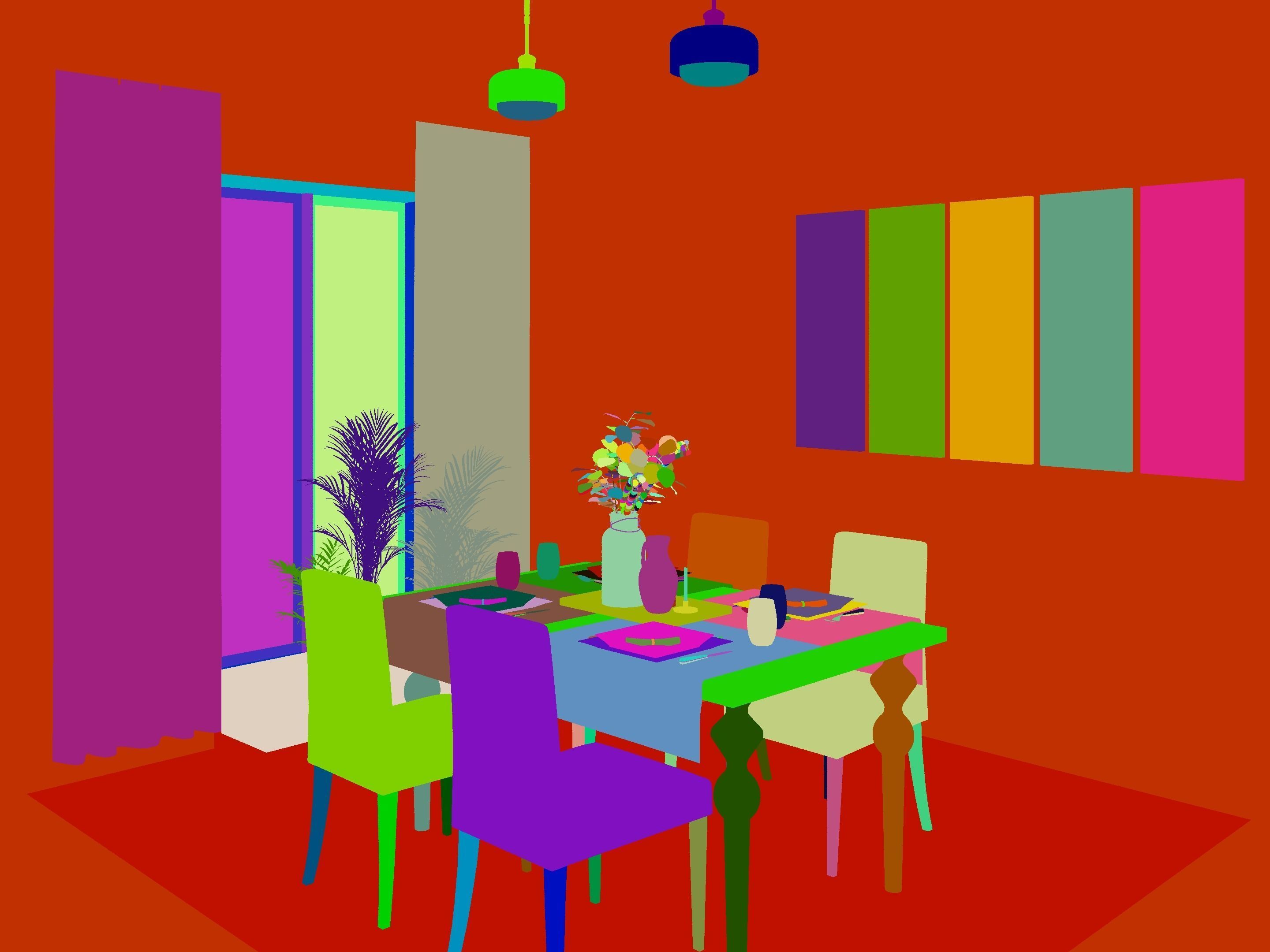 Dining Room Scene Free 3D model_48