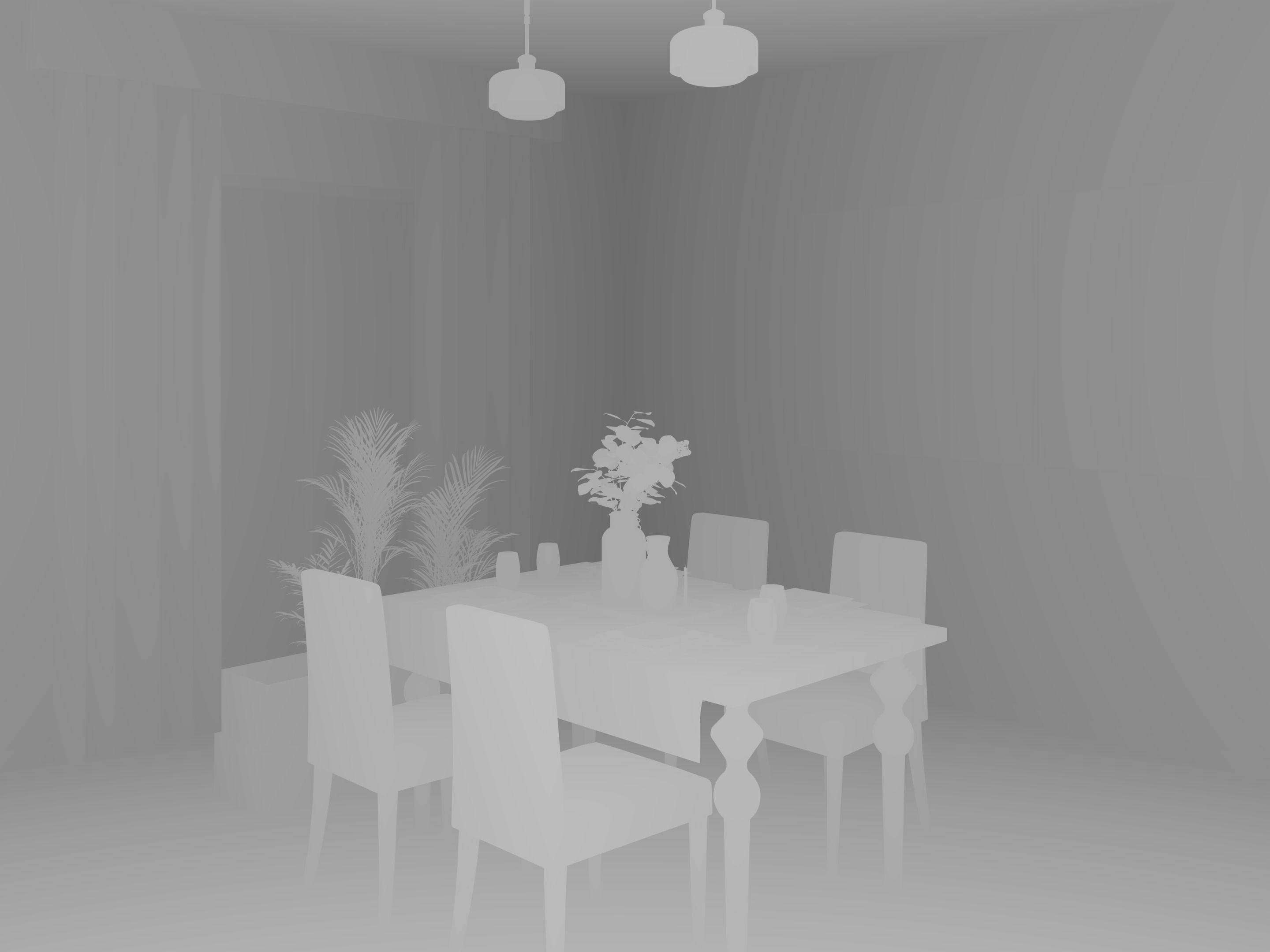 Dining Room Scene Free 3D model_58