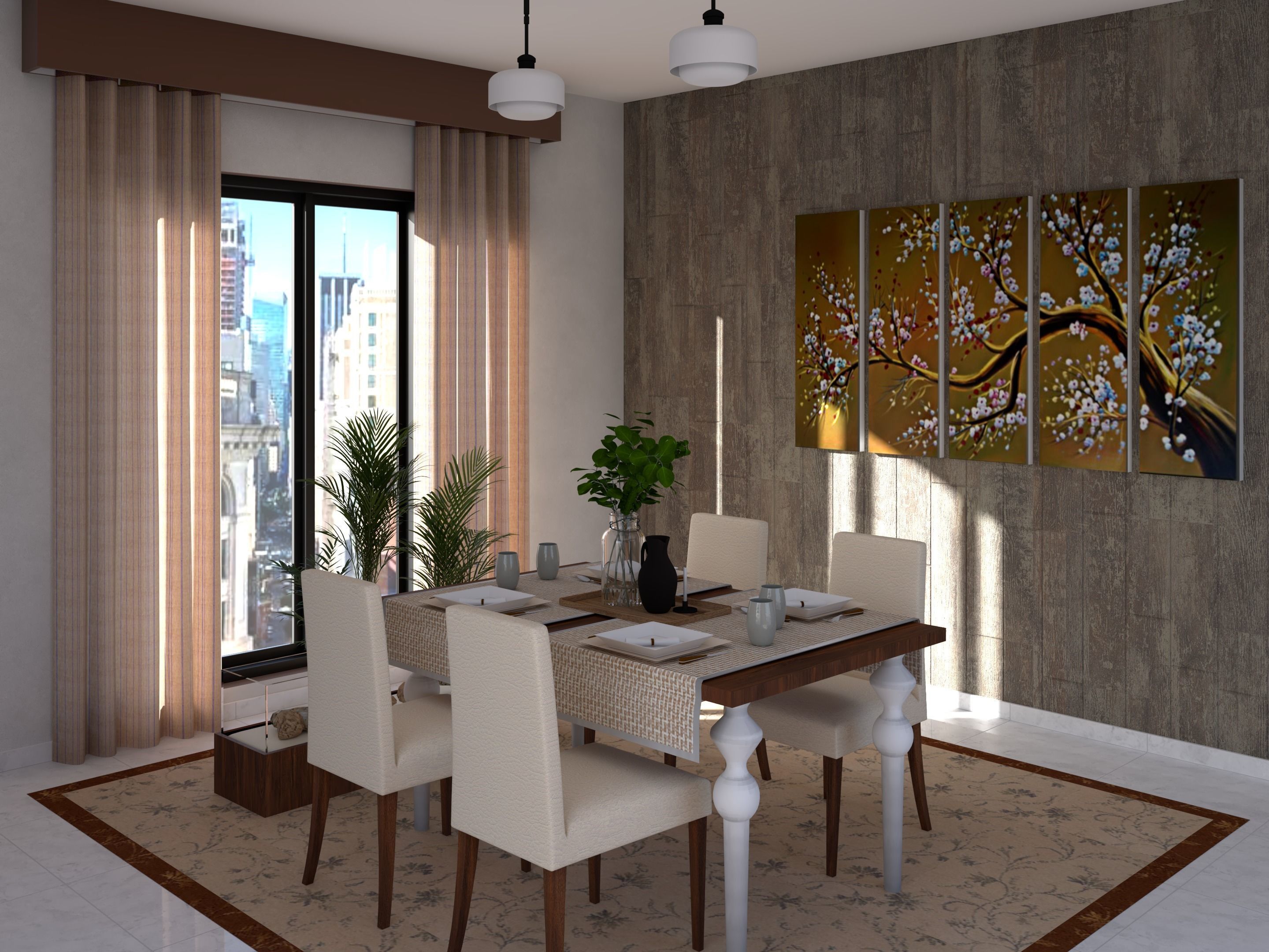 Dining Room Scene Free 3D model_54