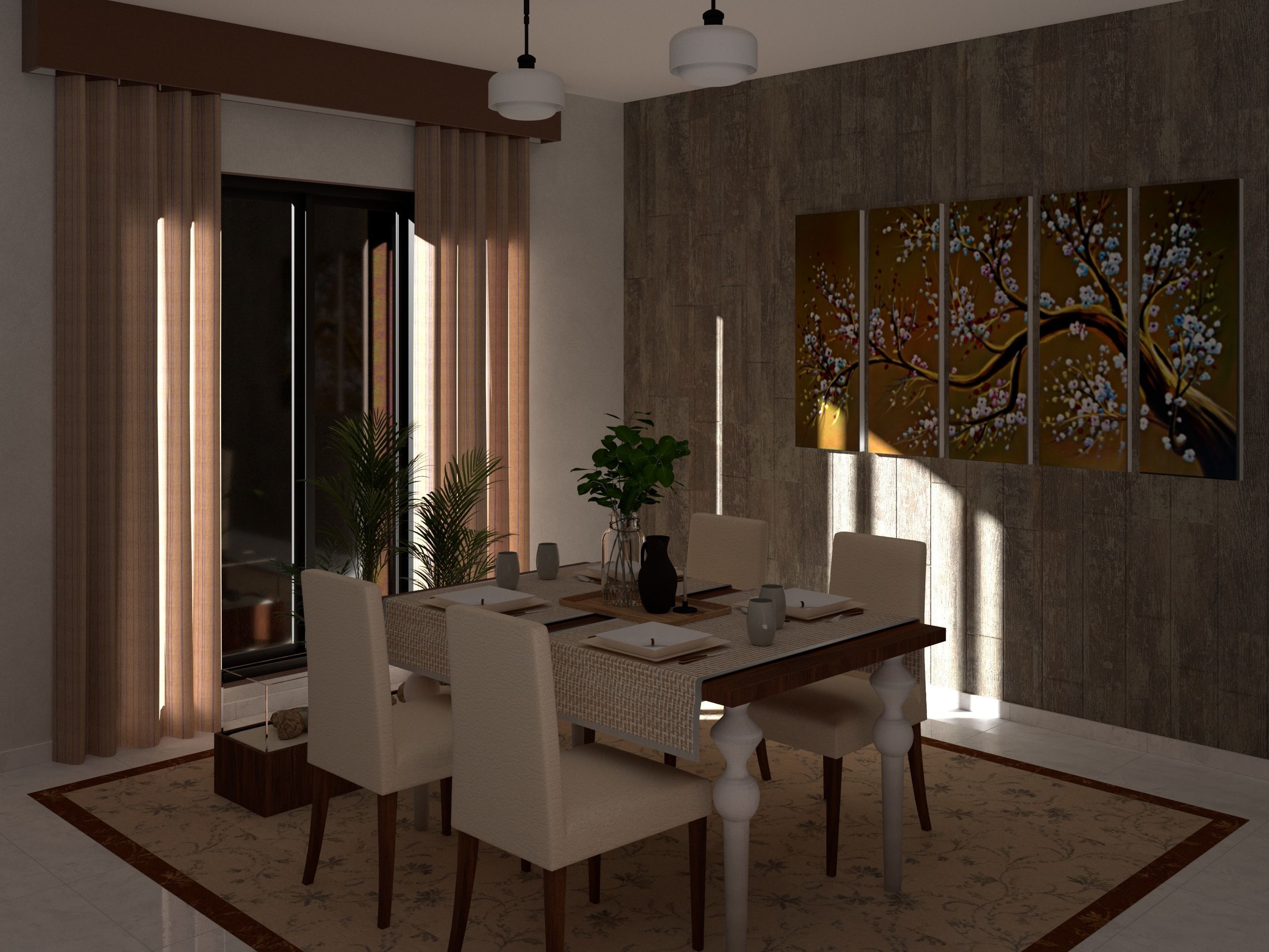 Dining Room Scene Free 3D model_61