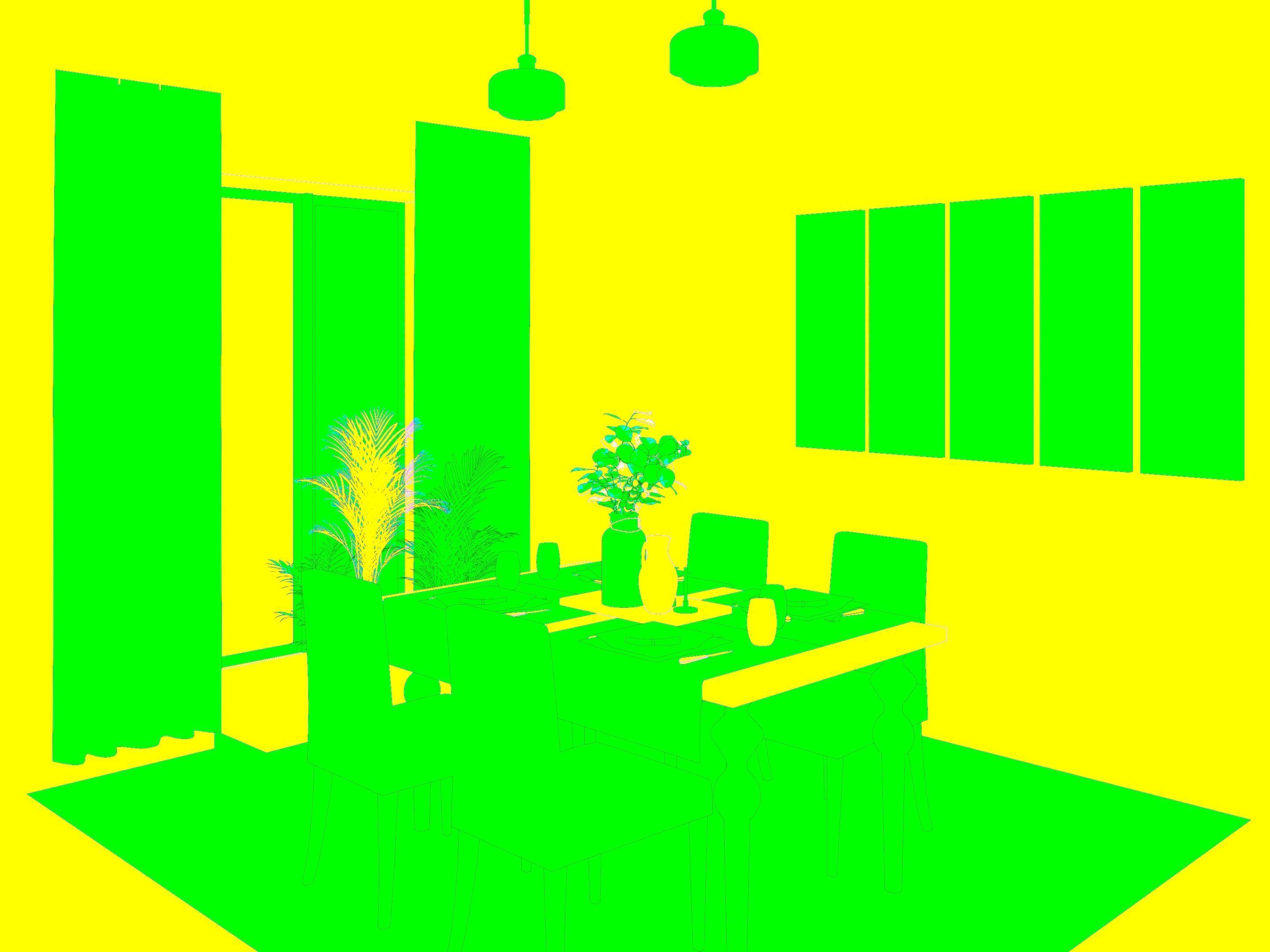 Dining Room Scene Free 3D model_52