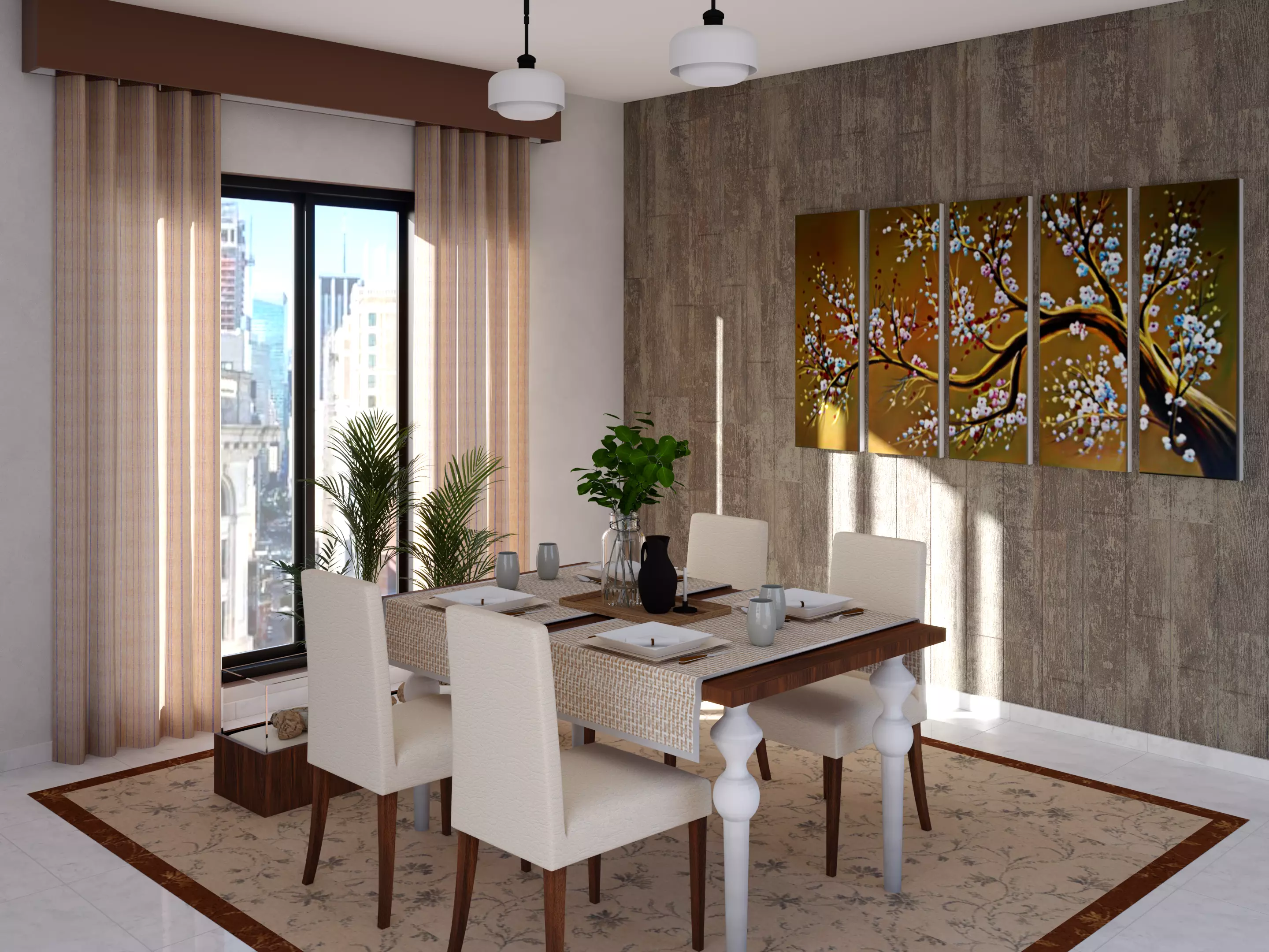 Dining Room Scene Free 3D model_0