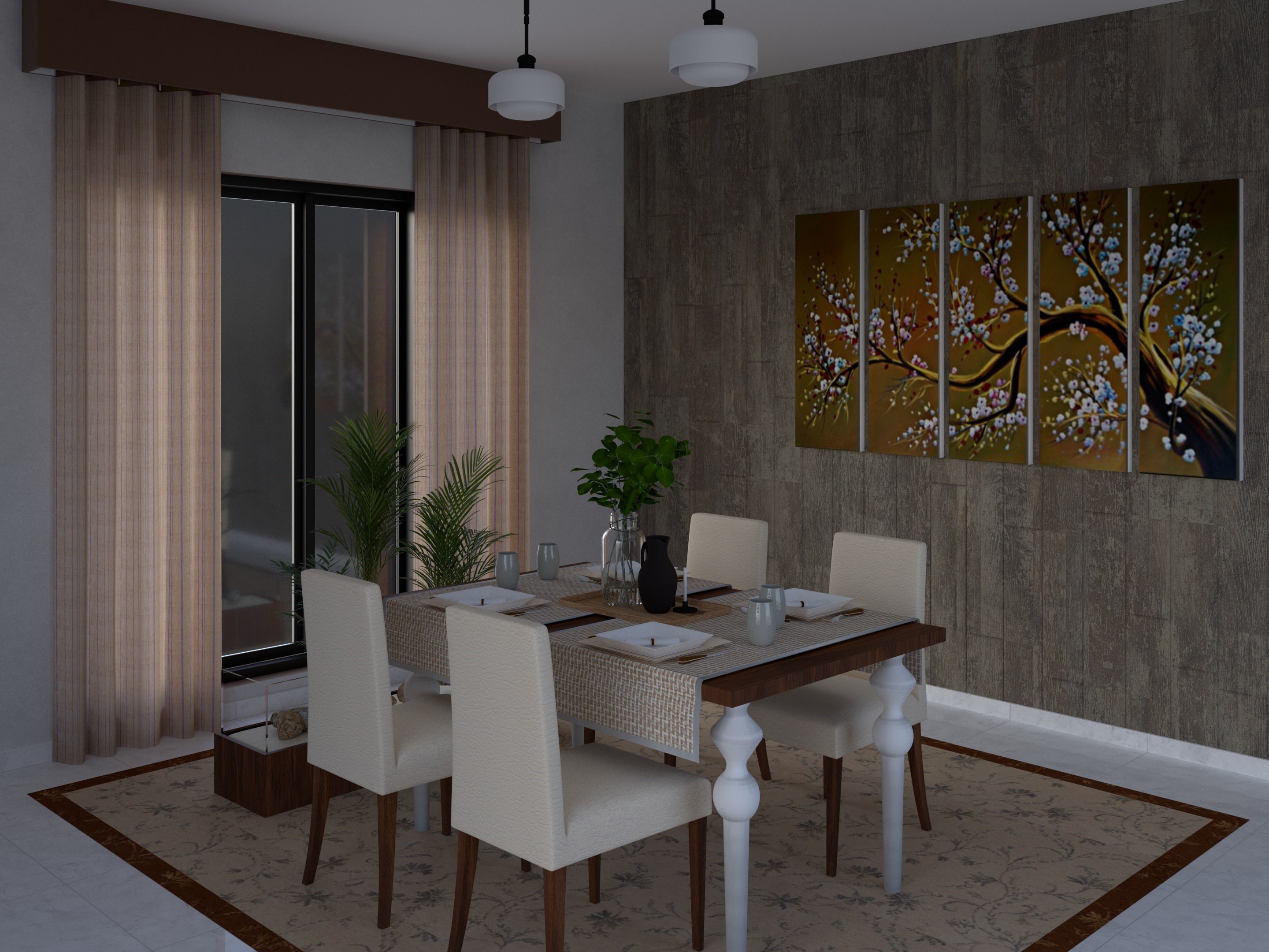 Dining Room Scene Free 3D model_60