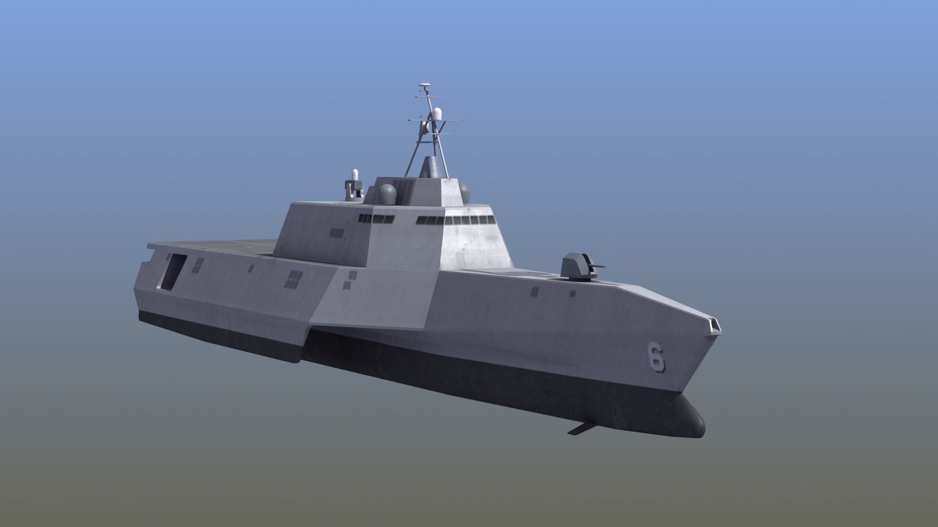 LCS-6 USS Jackson LOD1 Low-poly 3D model_11