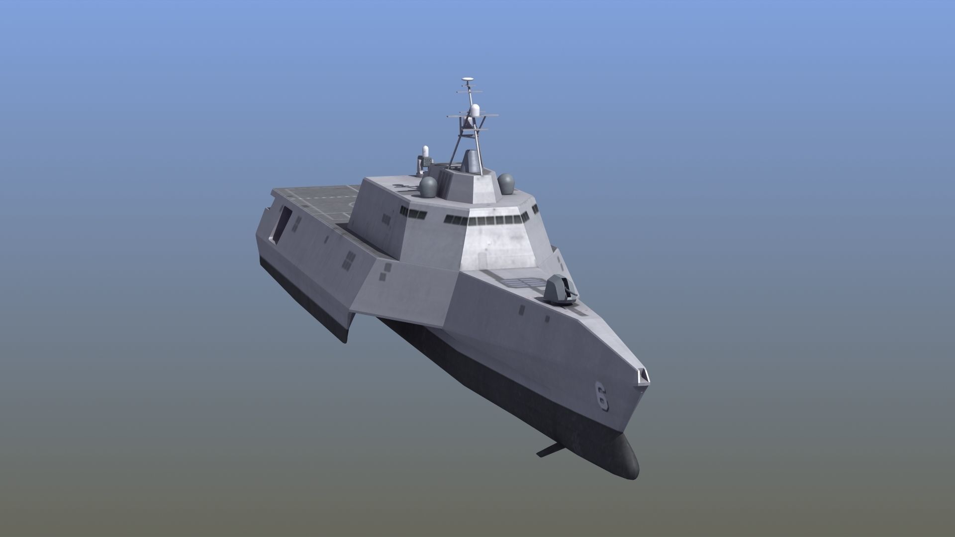 LCS-6 USS Jackson LOD1 Low-poly 3D model_12
