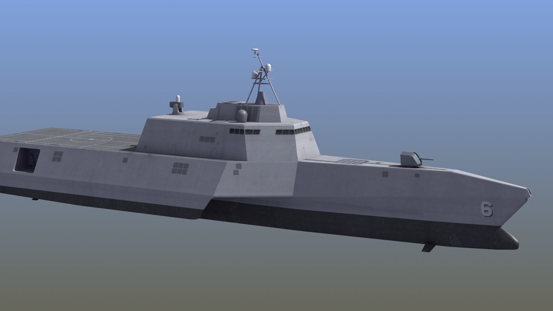 LCS-6 USS Jackson LOD1 Low-poly 3D model_10
