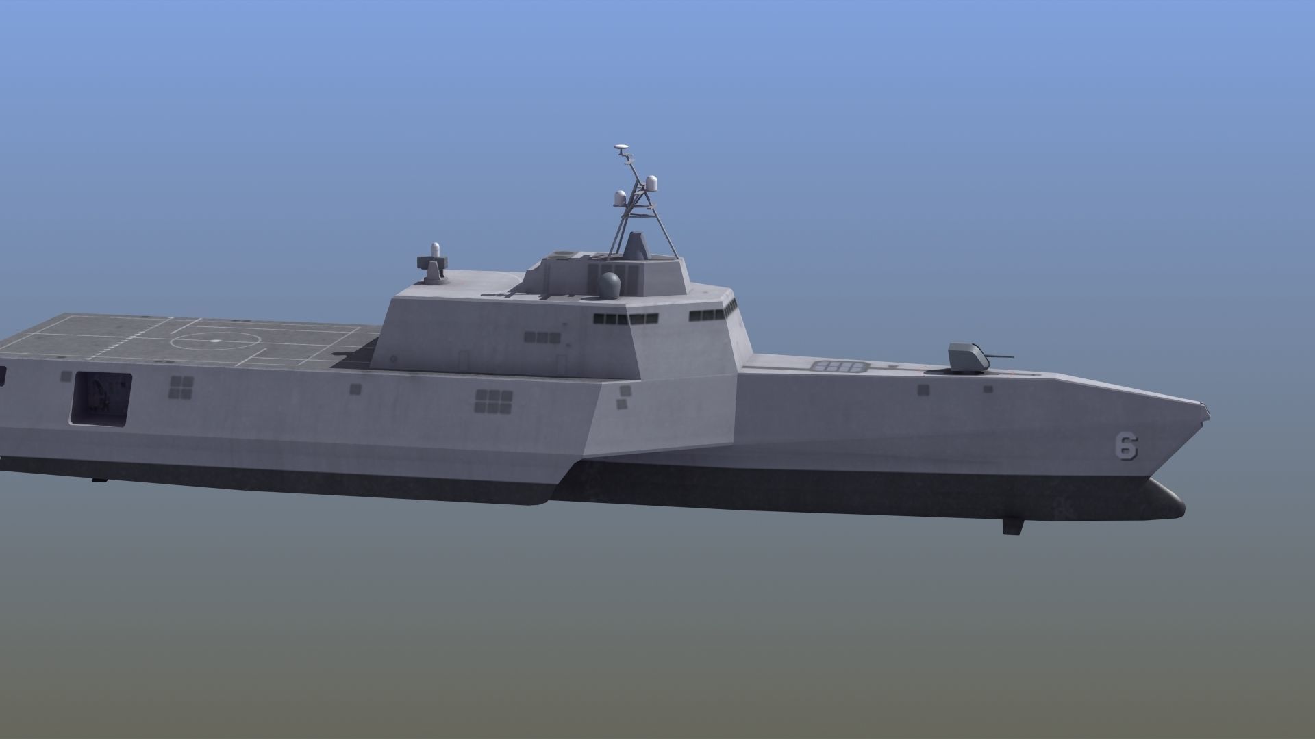 LCS-6 USS Jackson LOD1 Low-poly 3D model_9