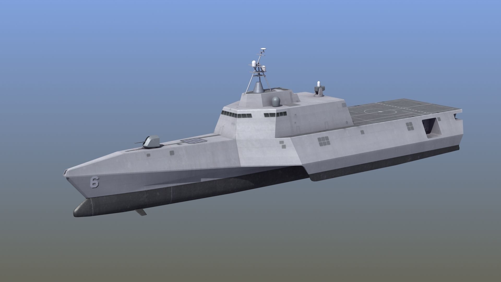 LCS-6 USS Jackson LOD1 Low-poly 3D model_1