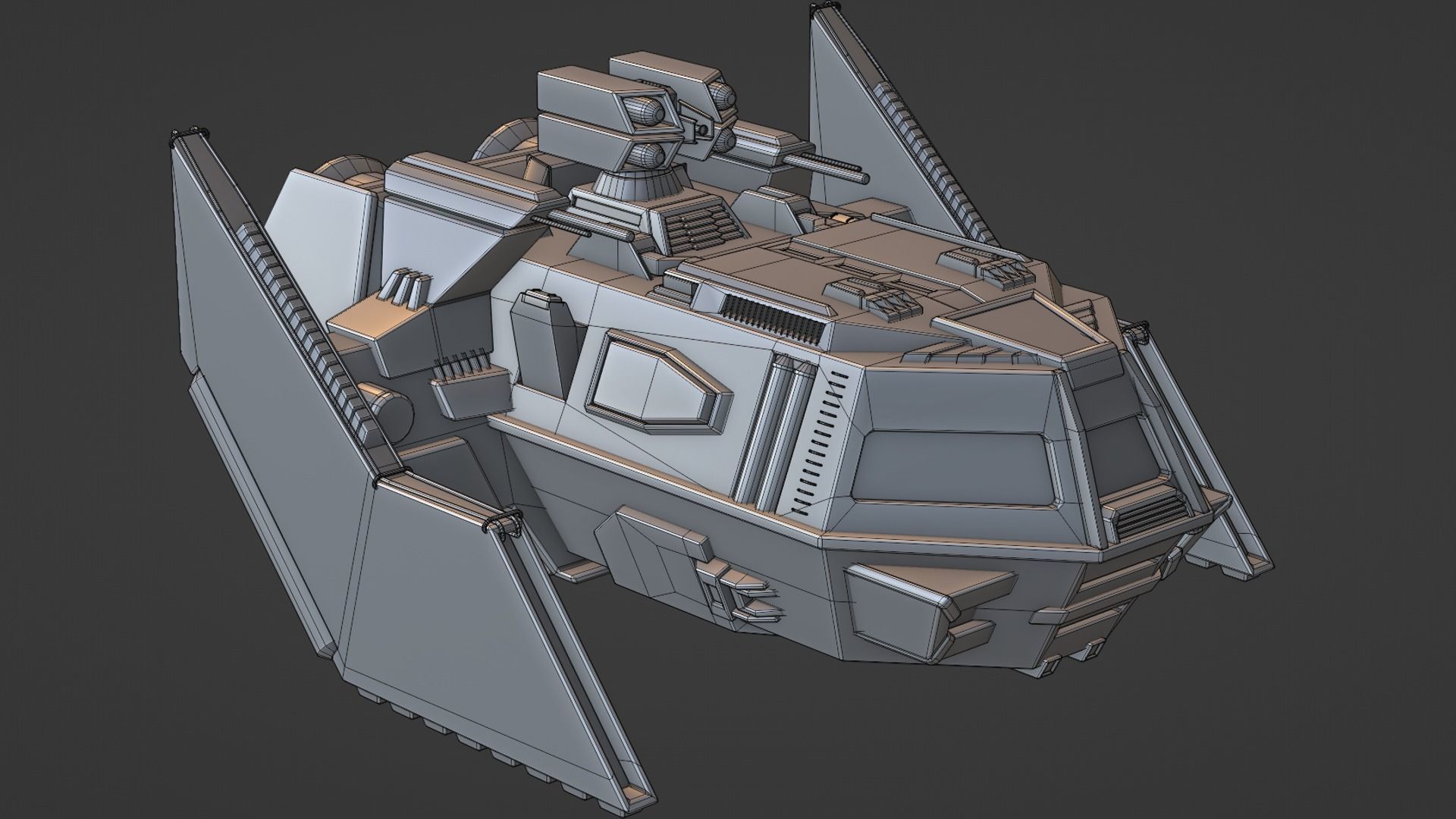 Lowpoly Sci-Fi Spaceship Low-poly 3D model_6