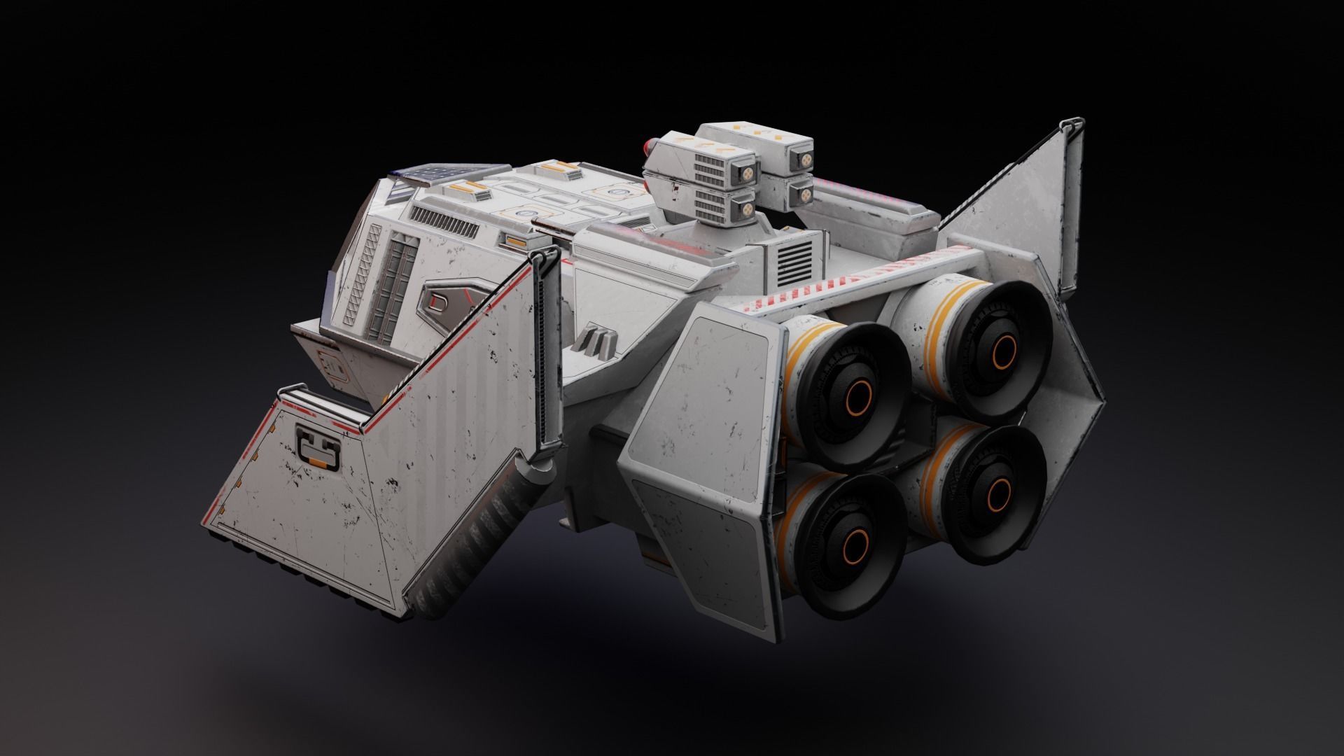 Lowpoly Sci-Fi Spaceship Low-poly 3D model_2