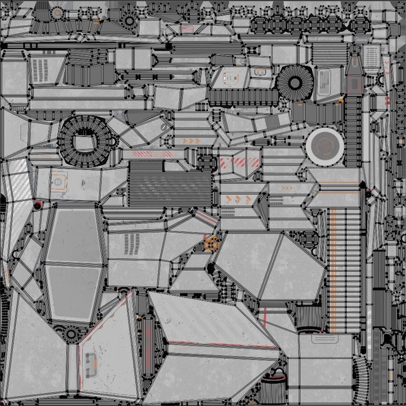 Lowpoly Sci-Fi Spaceship Low-poly 3D model_7